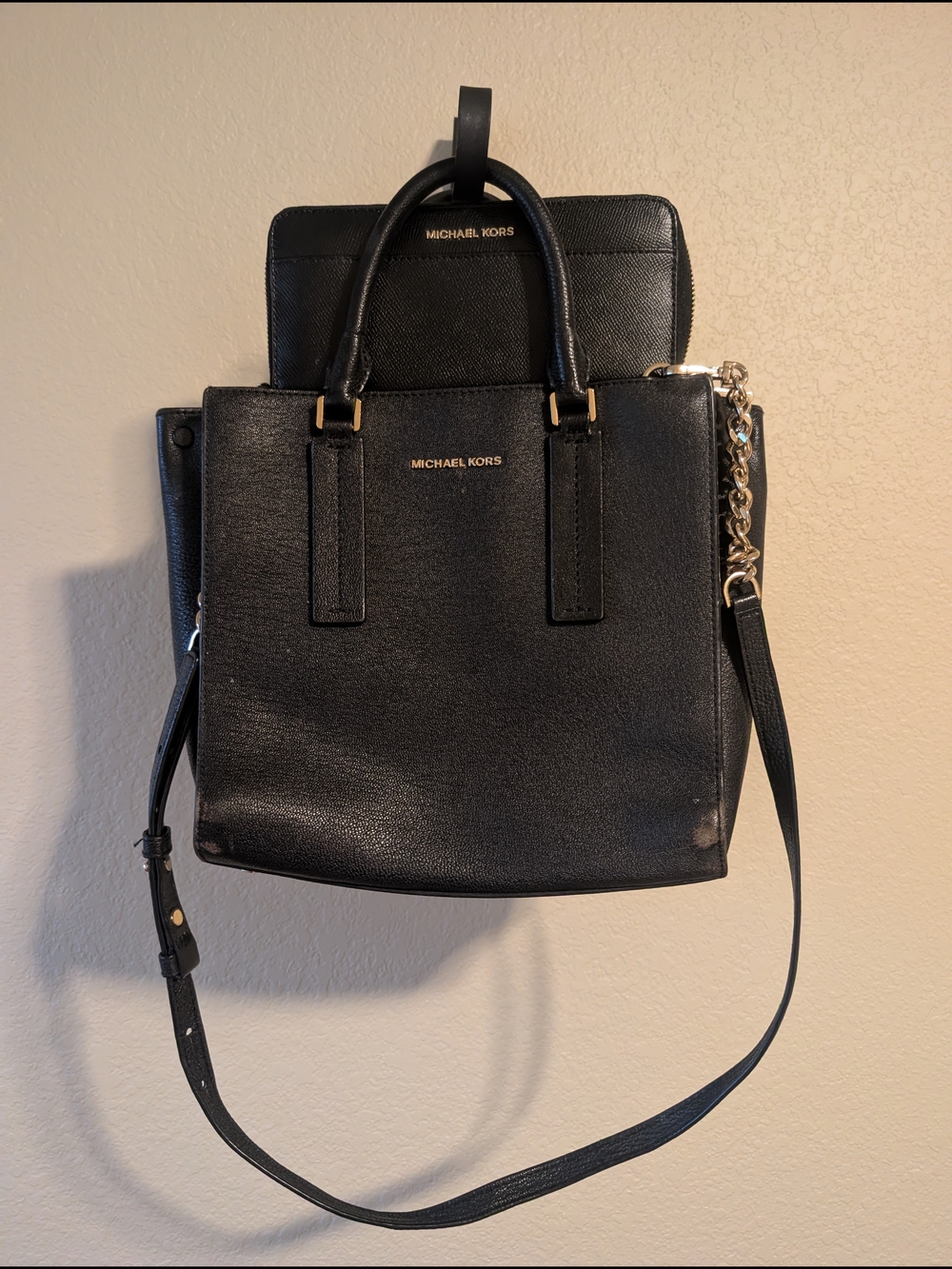 Michael Kors Black Leather Tote with Matching Wallet
